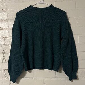 Pink Rose Hunter Green Mock Neck Sweater